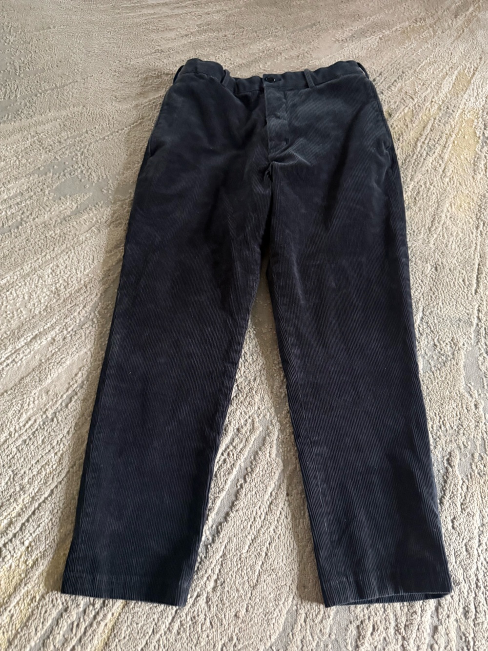 UNIQLO gray corduroy high rise straight leg pants stretch waistband small